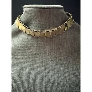Vendome Station Collar Necklace Gold Tone Bib 15” Choker Classic Career Signed